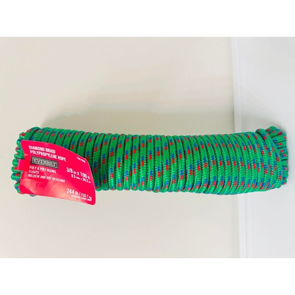 Other - Everbilt Diamond Braid Polypropylene Rope 3/8‎ in x 100 ft Green Floats